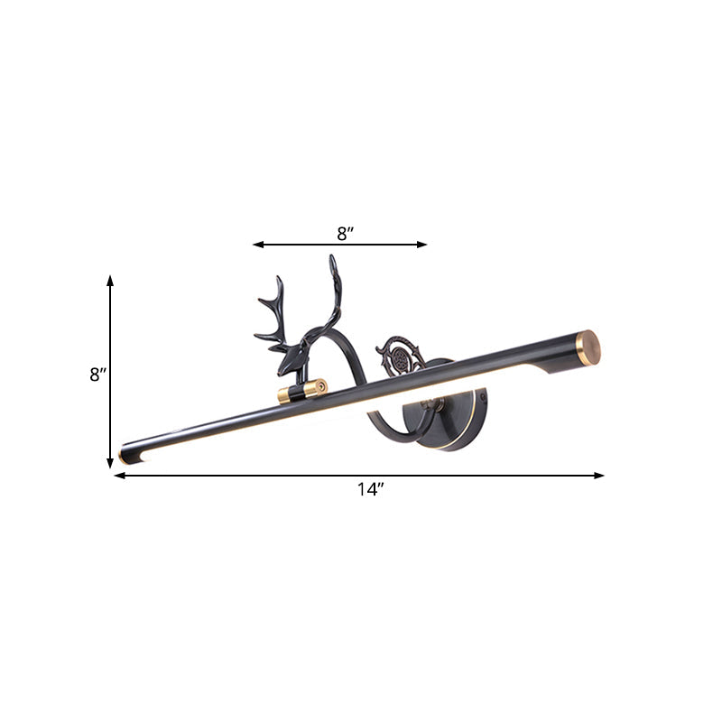 Skørter | Black/Antique Brass Extended Wall Light Classic Metal 14"/18"/23" W LED Bathroom Wall Light Lamp in Natural Light