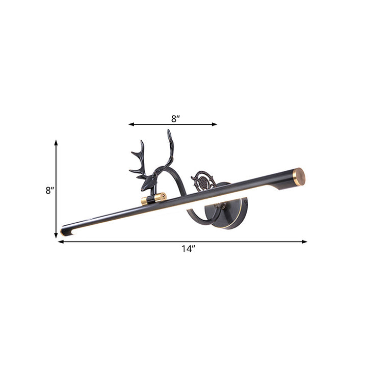 Skørter | Black/Antique Brass Extended Wall Light Classic Metal 14"/18"/23" W LED Bathroom Wall Light Lamp in Natural Light