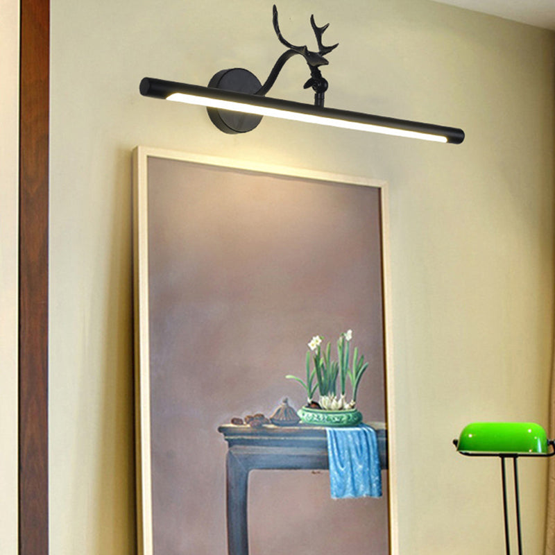 Skørter | Linear Vanity Lamp Traditional 18"/23"/29.5" Width LED Metal Wall Light in Black for Bathroom