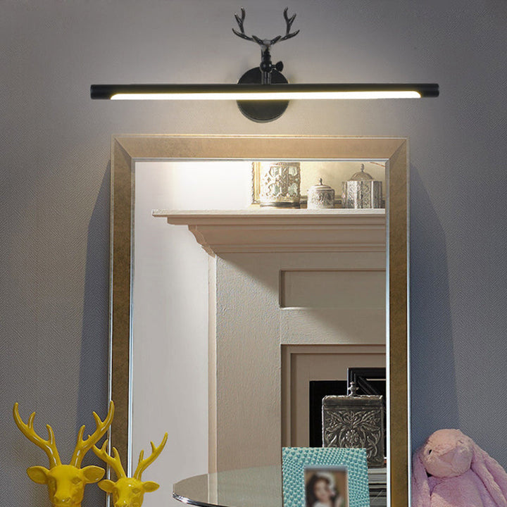 Skørter | Linear Vanity Lamp Traditional 18"/23"/29.5" Width LED Metal Wall Light in Black for Bathroom