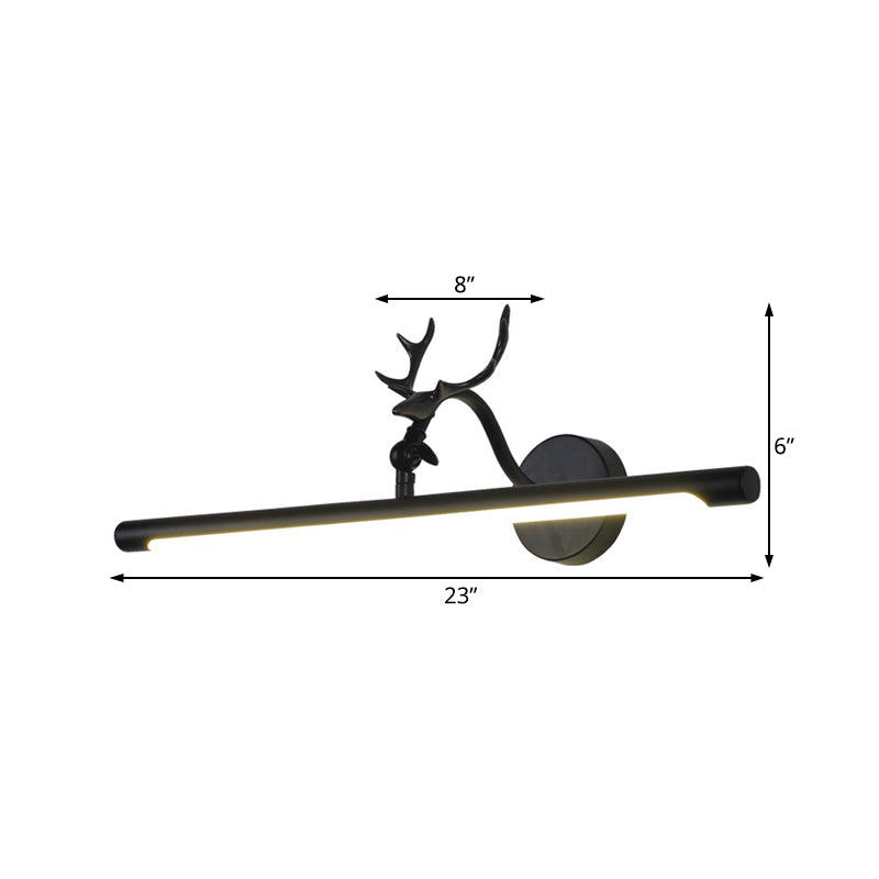 Skørter | Linear Vanity Lamp Traditional 18"/23"/29.5" Width LED Metal Wall Light in Black for Bathroom