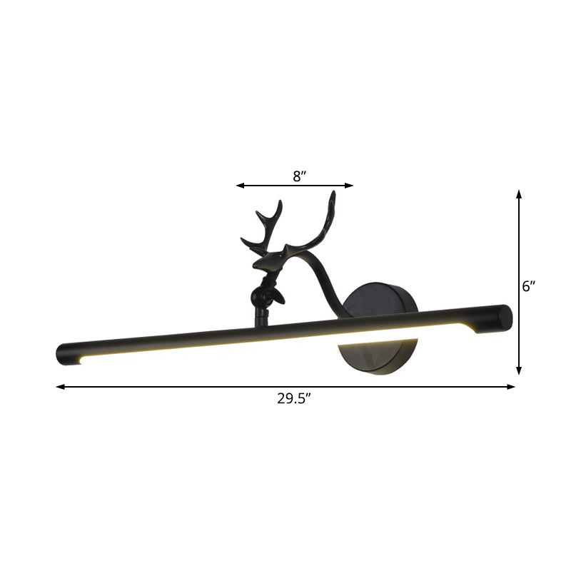Skørter | Linear Vanity Lamp Traditional 18"/23"/29.5" Width LED Metal Wall Light in Black for Bathroom