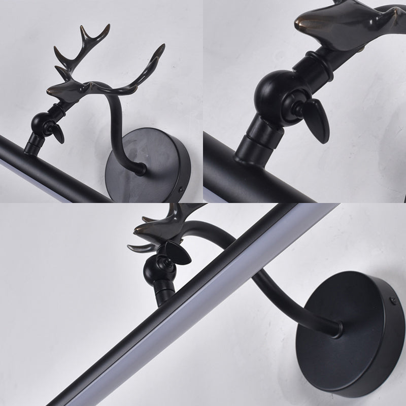 Skørter | Linear Vanity Lamp Traditional 18"/23"/29.5" Width LED Metal Wall Light in Black for Bathroom