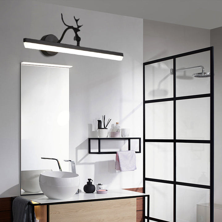 Skørter | LED Wall Lamp with Linear Metal Shade Classic Bathroom Vanity Lighting Fixture in Black, 16.5"/28"/38" Wide