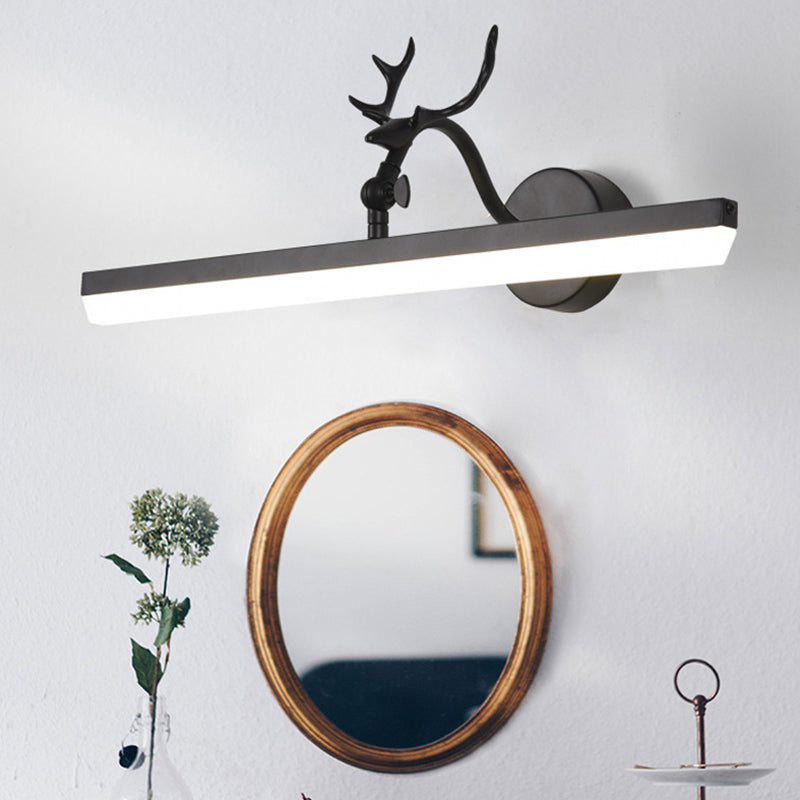 Skørter | LED Wall Lamp with Linear Metal Shade Classic Bathroom Vanity Lighting Fixture in Black, 16.5"/28"/38" Wide