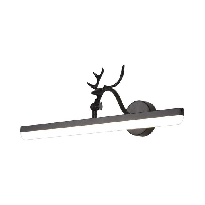 Skørter | LED Wall Lamp with Linear Metal Shade Classic Bathroom Vanity Lighting Fixture in Black, 16.5"/28"/38" Wide