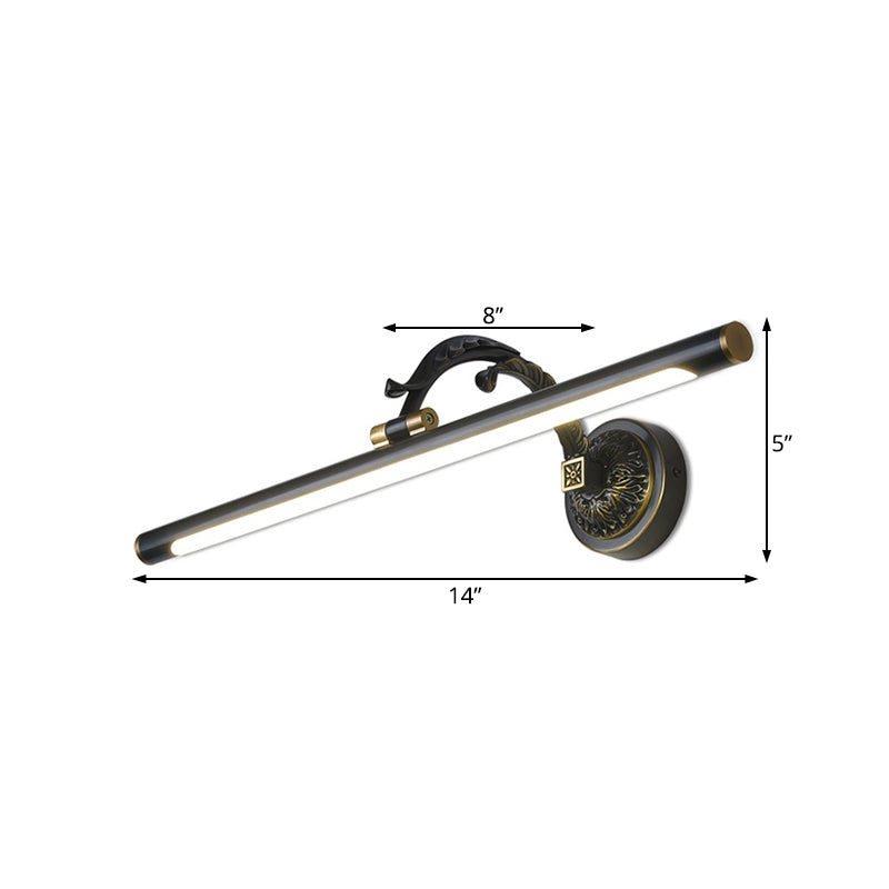 Skørter | 14"/18"/23" Wide Extended Vanity Lamp Traditional LED Metal Black/Antique Brass Wall Light Fixture for Bathroom