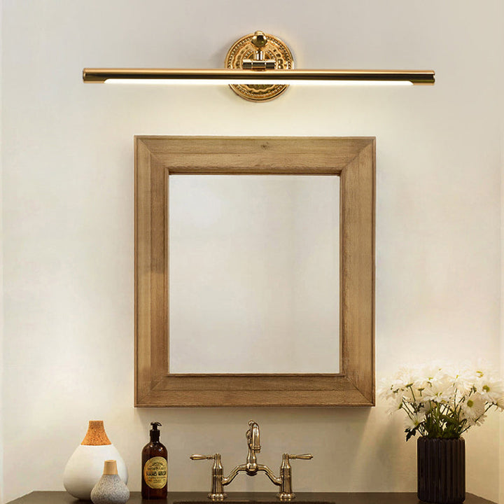 Skørter | LED wall lamp with elongated metal shade classic bathroom vanity lighting in bronze/gold, 16"/21.5"/25.5" width