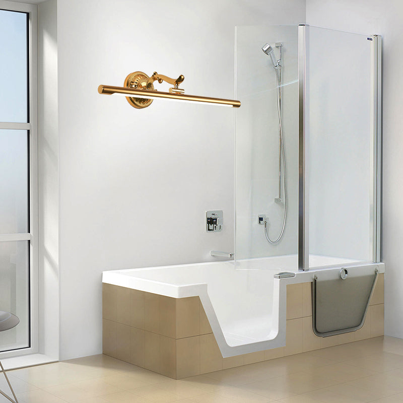 Skørter | LED wall lamp with elongated metal shade classic bathroom vanity lighting in bronze/gold, 16"/21.5"/25.5" width
