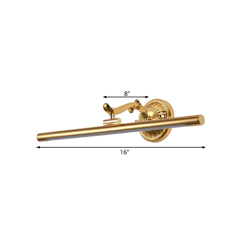 Skørter | LED wall lamp with elongated metal shade classic bathroom vanity lighting in bronze/gold, 16"/21.5"/25.5" width