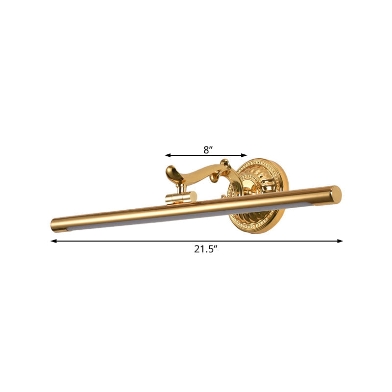 Skørter | LED wall lamp with elongated metal shade classic bathroom vanity lighting in bronze/gold, 16"/21.5"/25.5" width
