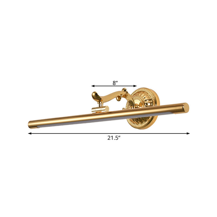 Skørter | LED wall lamp with elongated metal shade classic bathroom vanity lighting in bronze/gold, 16"/21.5"/25.5" width
