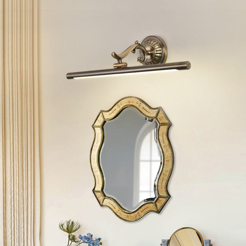 Skørter | LED wall lamp with elongated metal shade classic bathroom vanity lighting in bronze/gold, 16"/21.5"/25.5" width