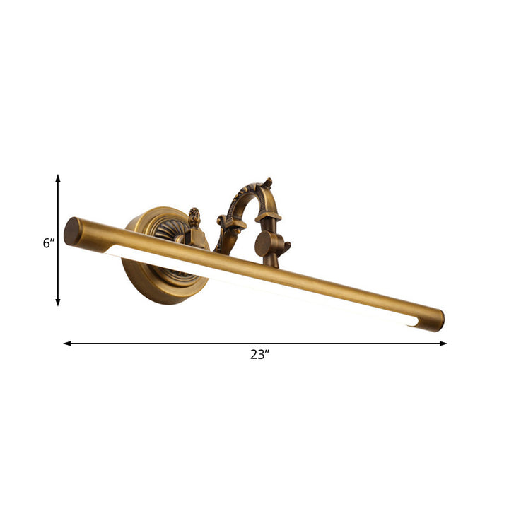 Skørter | 18"/23"/29.5" Width linear wall lamp traditional LED metal wall-mounted mirror lighting in antique brass
