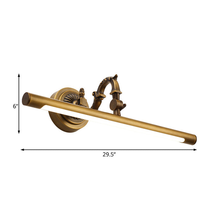 Skørter | 18"/23"/29.5" Width linear wall lamp traditional LED metal wall-mounted mirror lighting in antique brass