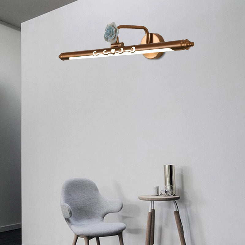 Skørter | LED Metal Vanity Lamp Classic Gold Linear Bathroom Wall Lamp Light Decoration, 16"/20"/25" Wide
