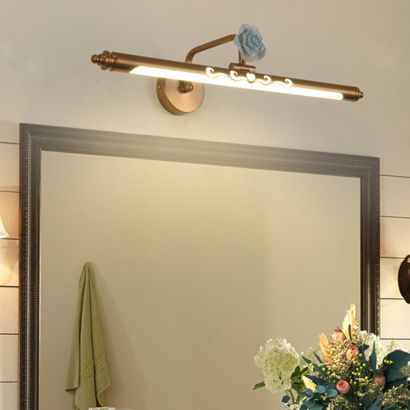 Skørter | LED Metal Vanity Lamp Classic Gold Linear Bathroom Wall Lamp Light Decoration, 16"/20"/25" Wide