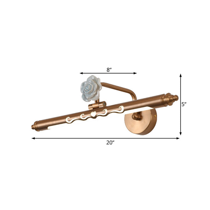 Skørter | LED Metal Vanity Lamp Classic Gold Linear Bathroom Wall Lamp Light Decoration, 16"/20"/25" Wide