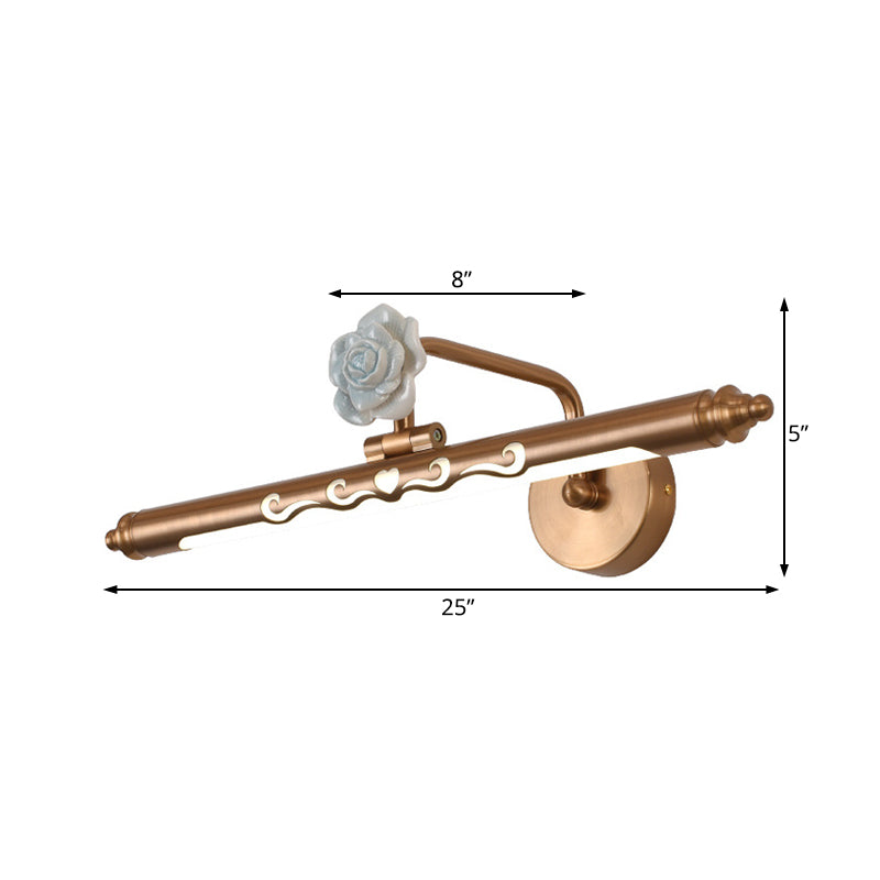 Skørter | LED Metal Vanity Lamp Classic Gold Linear Bathroom Wall Lamp Light Decoration, 16"/20"/25" Wide