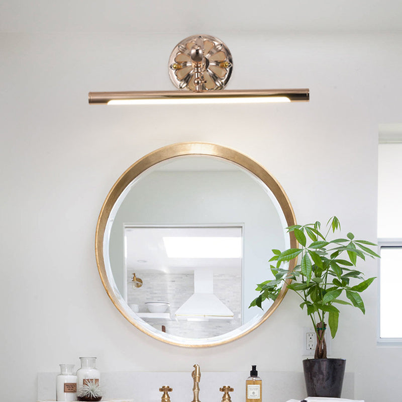 Skørter | Linear Bedroom Wall Light Traditional Metal LED Gold Make-Up Lighting, 16"/22"/28" Wide