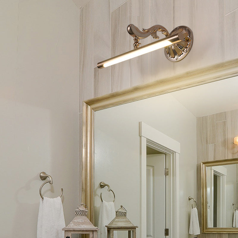 Skørter | Linear Bedroom Wall Light Traditional Metal LED Gold Make-Up Lighting, 16"/22"/28" Wide
