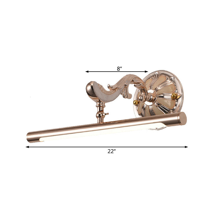 Skørter | Linear Bedroom Wall Light Traditional Metal LED Gold Make-Up Lighting, 16"/22"/28" Wide
