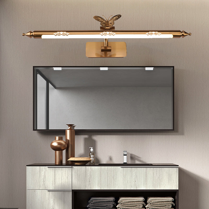 Skørter | Gold LED Wall Light Classic Metal Extended Vanity Lighting Fixture for Bathroom, 20.5"/24.5"/28" Width