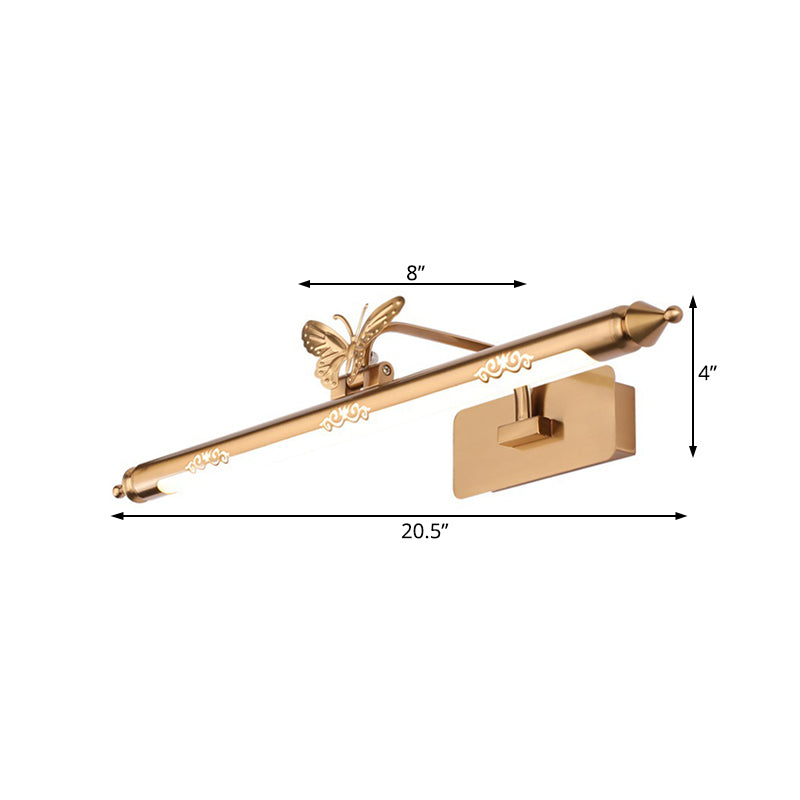 Skørter | Gold LED Wall Light Classic Metal Extended Vanity Lighting Fixture for Bathroom, 20.5"/24.5"/28" Width