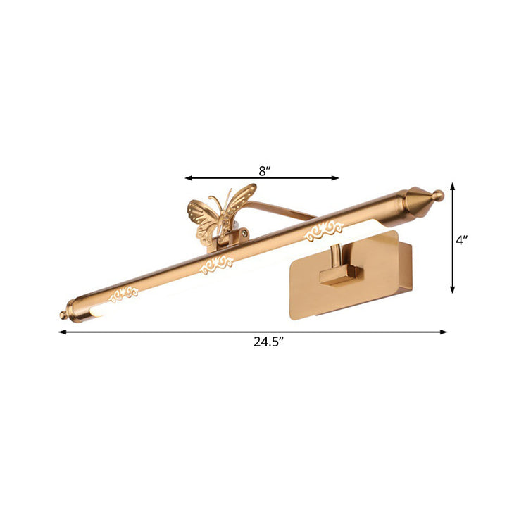 Skørter | Gold LED Wall Light Classic Metal Extended Vanity Lighting Fixture for Bathroom, 20.5"/24.5"/28" Width