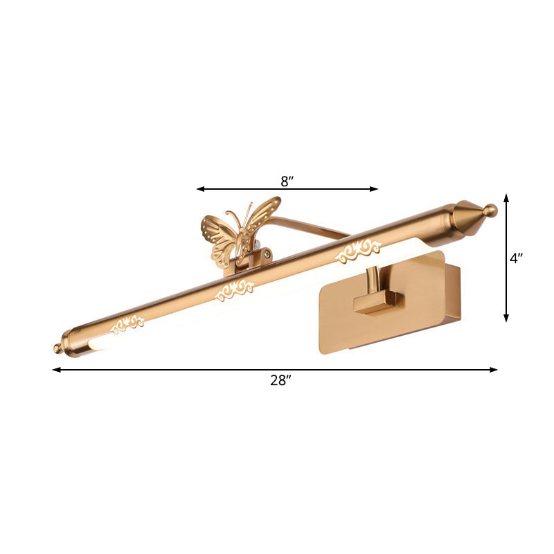 Skørter | Gold LED Wall Light Classic Metal Extended Vanity Lighting Fixture for Bathroom, 20.5"/24.5"/28" Width