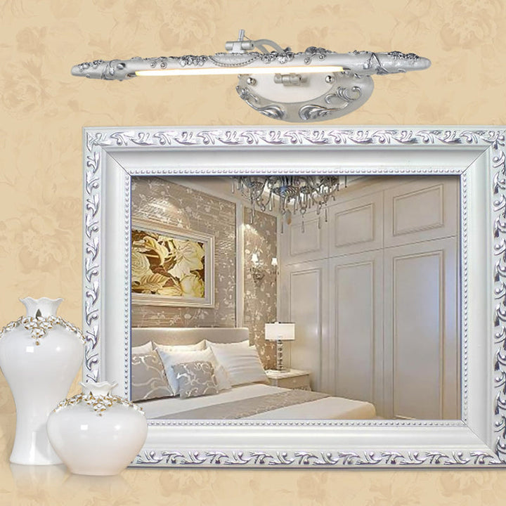 Skørter | 19.5"/23.5"/26" Width Silver Extended Vanity Light Classic Metal LED Bathroom Wall Lamp, White/Warm Light