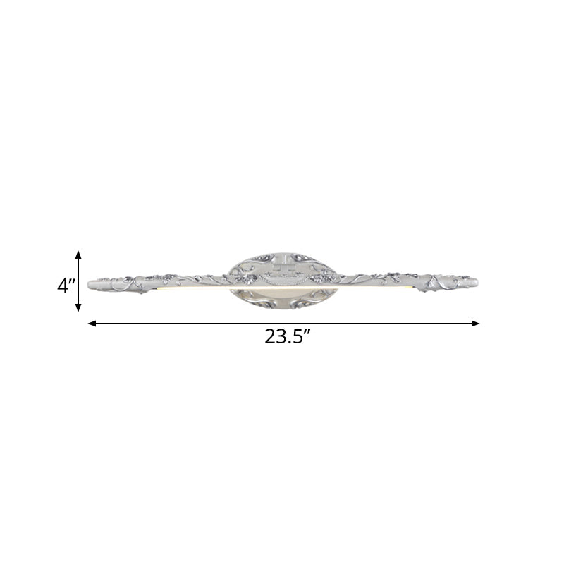 Skørter | 19.5"/23.5"/26" Width Silver Extended Vanity Light Classic Metal LED Bathroom Wall Lamp, White/Warm Light