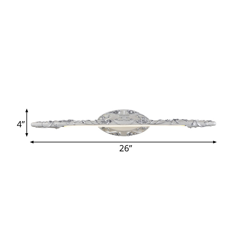 Skørter | 19.5"/23.5"/26" Width Silver Extended Vanity Light Classic Metal LED Bathroom Wall Lamp, White/Warm Light