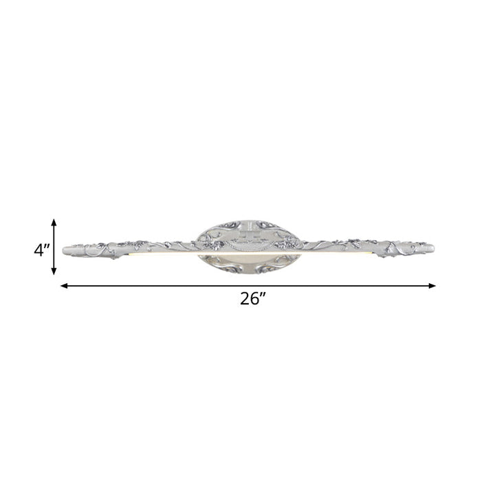 Skørter | 19.5"/23.5"/26" Width Silver Extended Vanity Light Classic Metal LED Bathroom Wall Lamp, White/Warm Light
