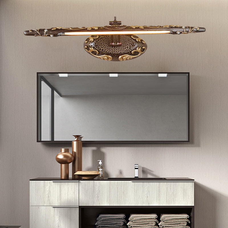 Skørter | Brown Extended Vanity Light Fixture Classic Metal LED Bathroom Wall Light Lamp in White/Warm Light, 19.5"/23.5"/26" wide
