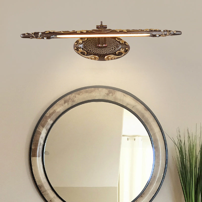 Skørter | Brown Extended Vanity Light Fixture Classic Metal LED Bathroom Wall Light Lamp in White/Warm Light, 19.5"/23.5"/26" wide