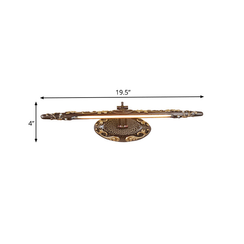 Skørter | Brown Extended Vanity Light Fixture Classic Metal LED Bathroom Wall Light Lamp in White/Warm Light, 19.5"/23.5"/26" wide