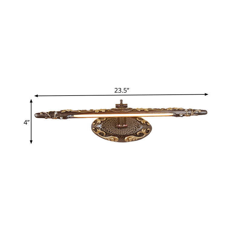 Skørter | Brown Extended Vanity Light Fixture Classic Metal LED Bathroom Wall Light Lamp in White/Warm Light, 19.5"/23.5"/26" wide