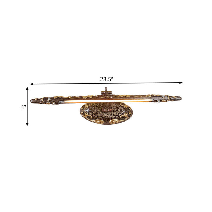 Skørter | Brown Extended Vanity Light Fixture Classic Metal LED Bathroom Wall Light Lamp in White/Warm Light, 19.5"/23.5"/26" wide