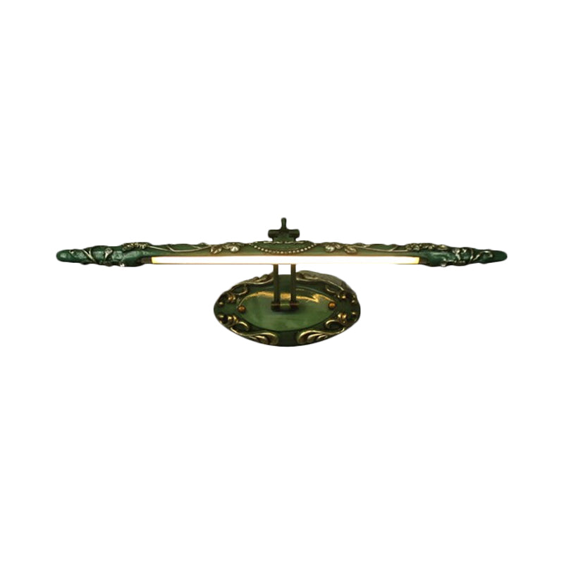 Skørter | 19.5"/23.5"/26" Width Green Elongated Wall Lamp Classic Metal LED Bathroom Wall Light Lamp, White/Warm Light