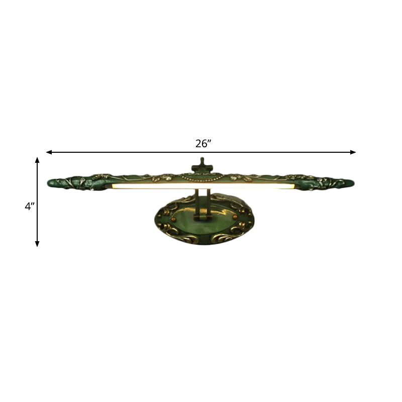 Skørter | 19.5"/23.5"/26" Width Green Elongated Wall Lamp Classic Metal LED Bathroom Wall Light Lamp, White/Warm Light