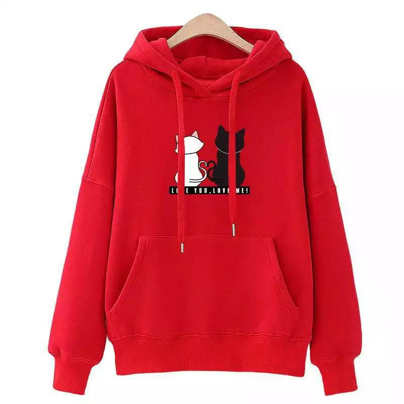 Women's hoodie with cute cat design and casual fit Lisslune