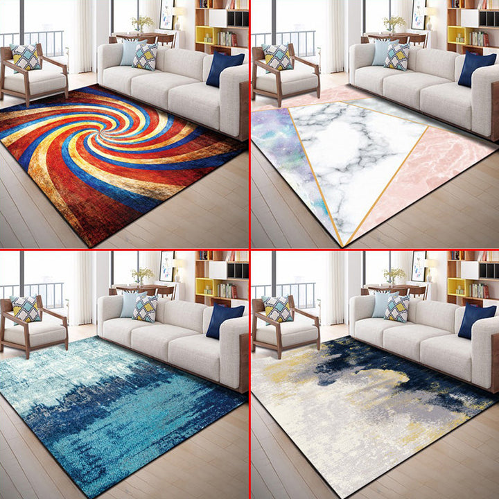 Lisslune | Multi Color Geometric Graphic Rug Polypropylene Novelty Rug Machine Washable Non-Slip Stain Resistant Rug for Large Room