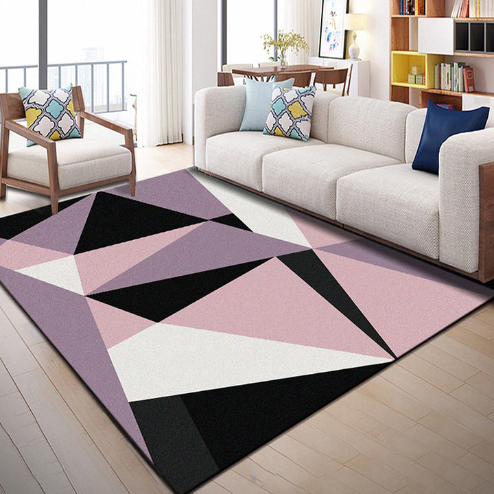 Lisslune | Multi Color Geometric Graphic Rug Polypropylene Novelty Rug Machine Washable Non-Slip Stain Resistant Rug for Large Room