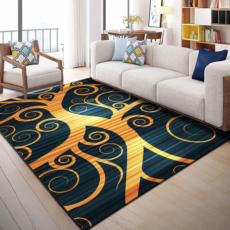 Lisslune | Multi Color Geometric Graphic Rug Polypropylene Novelty Rug Machine Washable Non-Slip Stain Resistant Rug for Large Room