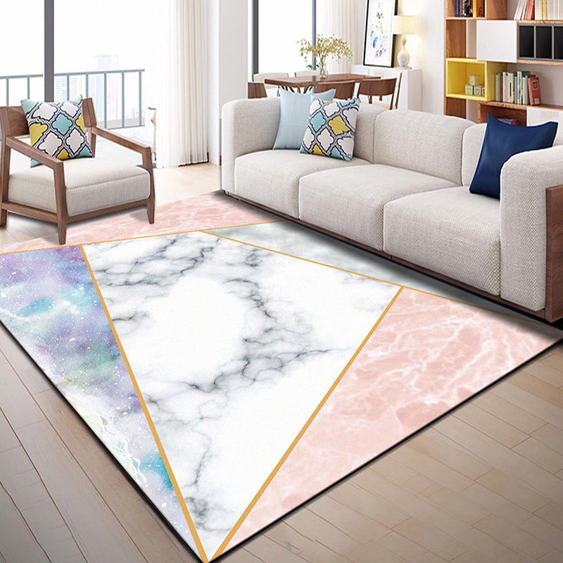 Lisslune | Multi Color Geometric Graphic Rug Polypropylene Novelty Rug Machine Washable Non-Slip Stain Resistant Rug for Large Room