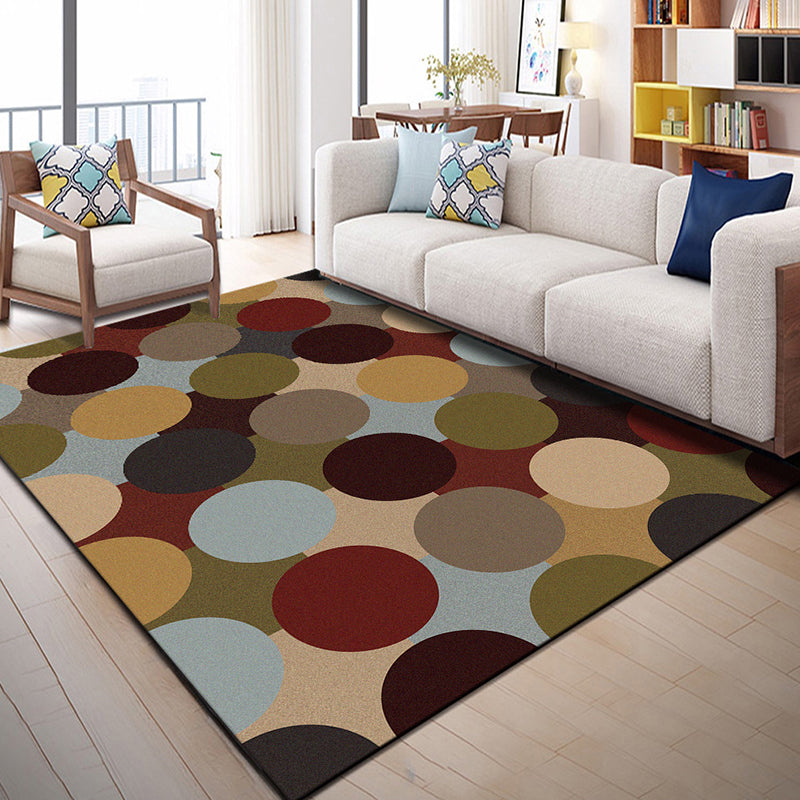 Lisslune | Multi Color Geometric Graphic Rug Polypropylene Novelty Rug Machine Washable Non-Slip Stain Resistant Rug for Large Room