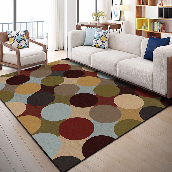 Lisslune | Multi Color Geometric Graphic Rug Polypropylene Novelty Rug Machine Washable Non-Slip Stain Resistant Rug for Large Room