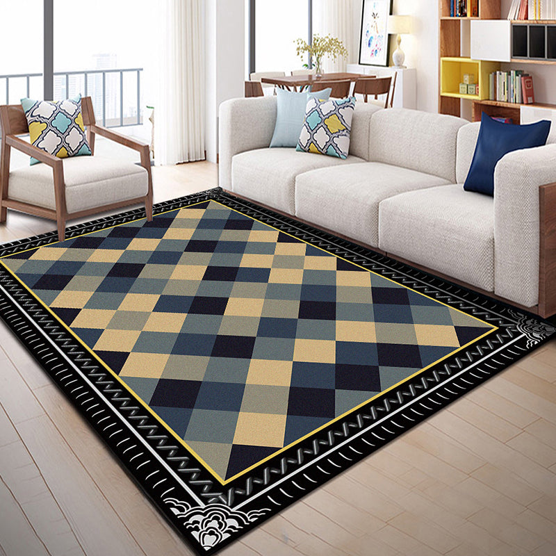 Lisslune | Multi Color Geometric Graphic Rug Polypropylene Novelty Rug Machine Washable Non-Slip Stain Resistant Rug for Large Room