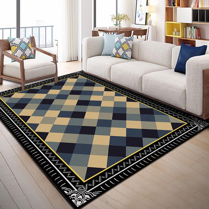 Lisslune | Multi Color Geometric Graphic Rug Polypropylene Novelty Rug Machine Washable Non-Slip Stain Resistant Rug for Large Room